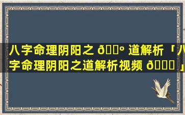 八字命理阴阳之 🌺 道解析「八字命理阴阳之道解析视频 🐘 」